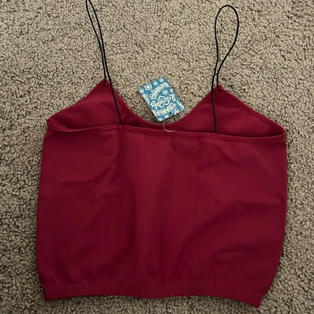 Free People Red Fitted Crop Camisole Top, NWT - Picture 4 of 4